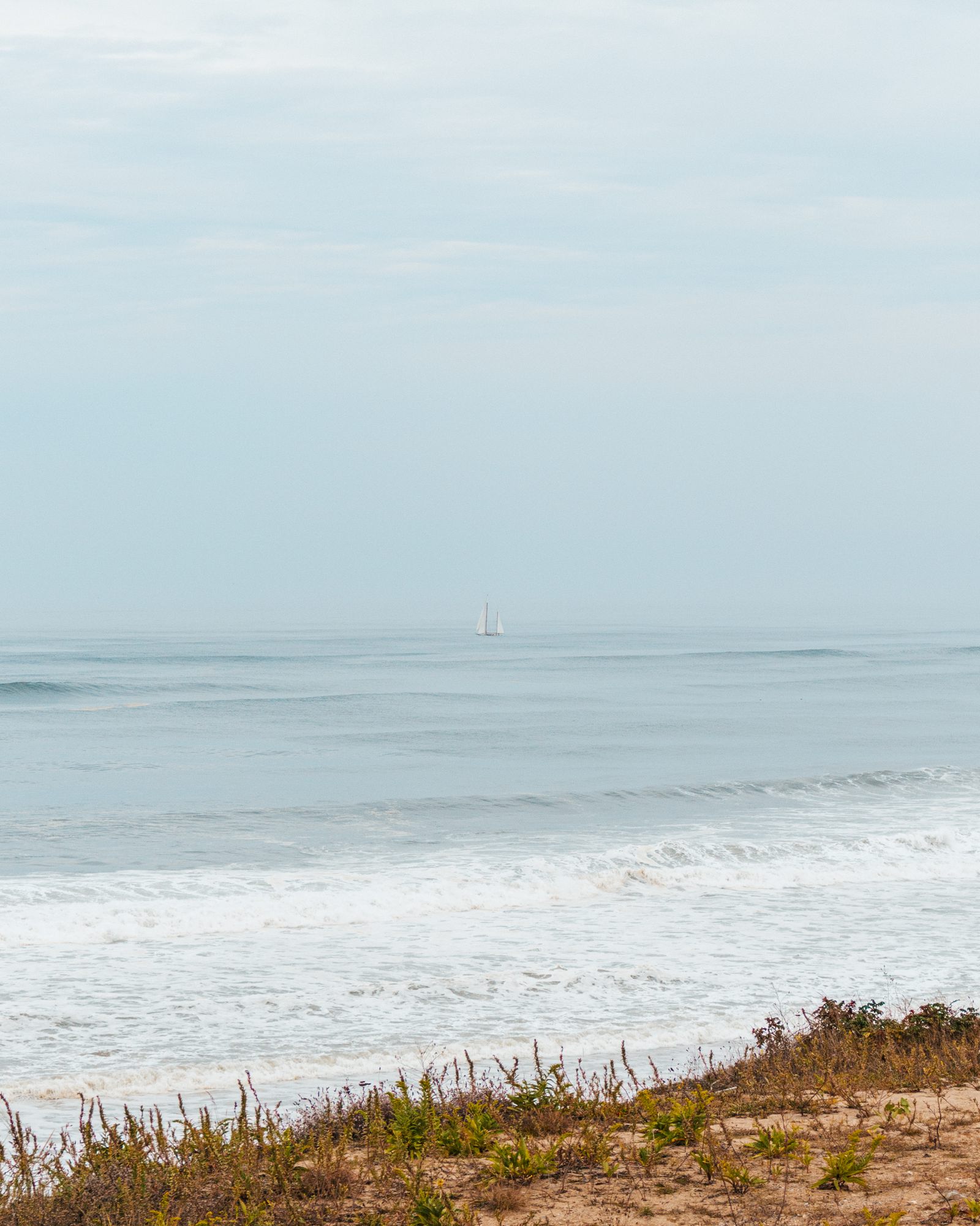 Waves on a grey Atlantic shore