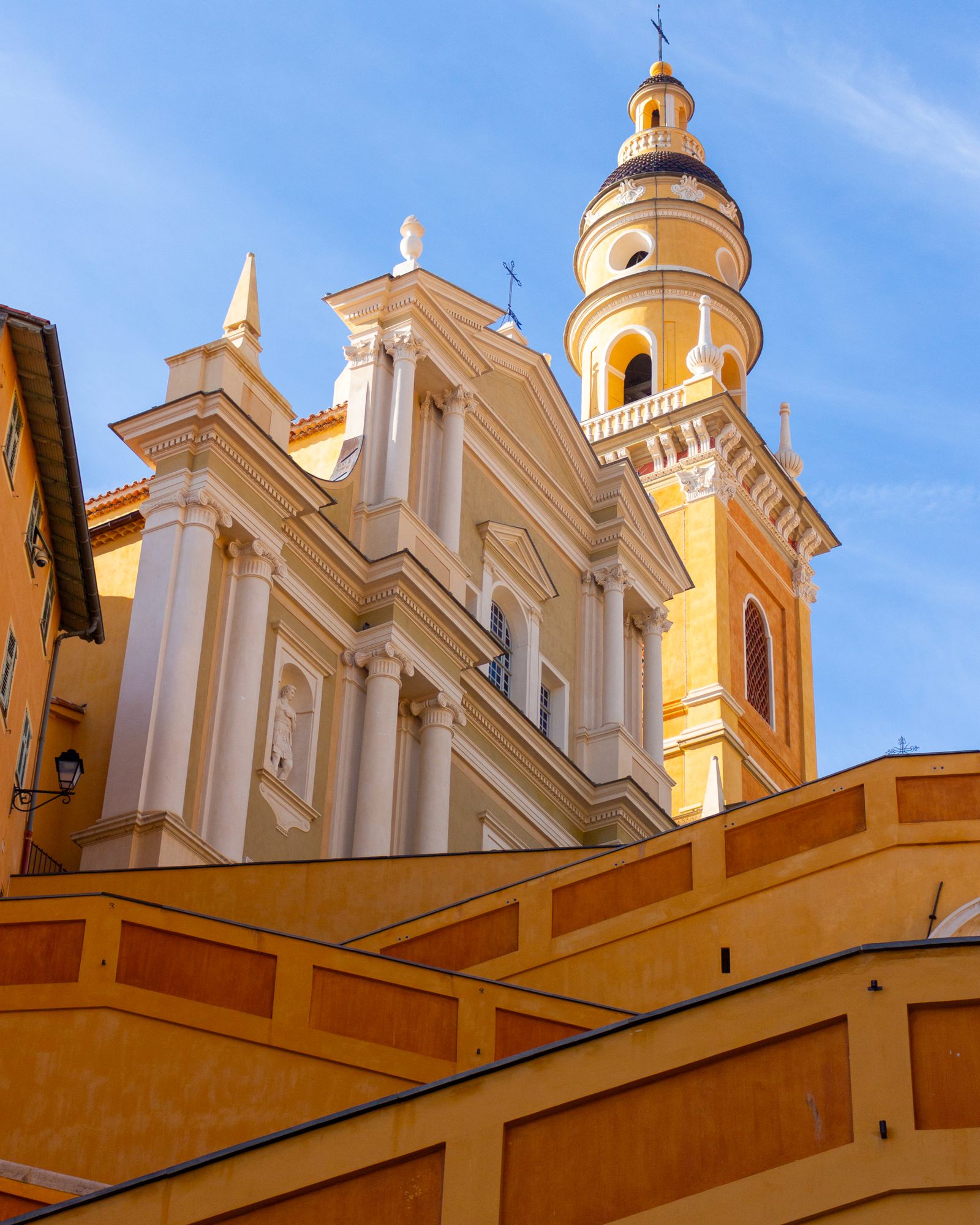 Baroque basilica façade and bell tower