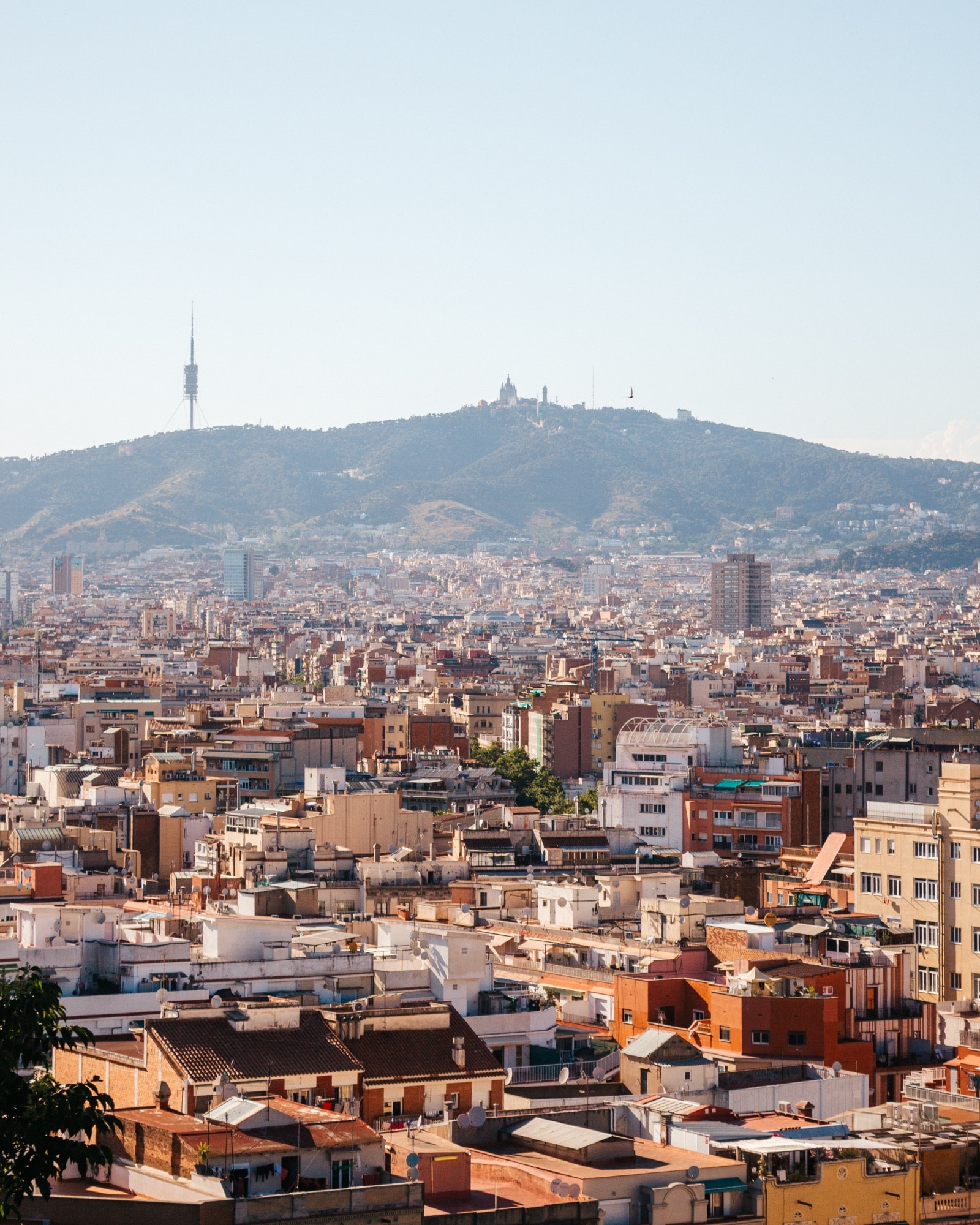 Barcelona rooftops towards Tibidabo