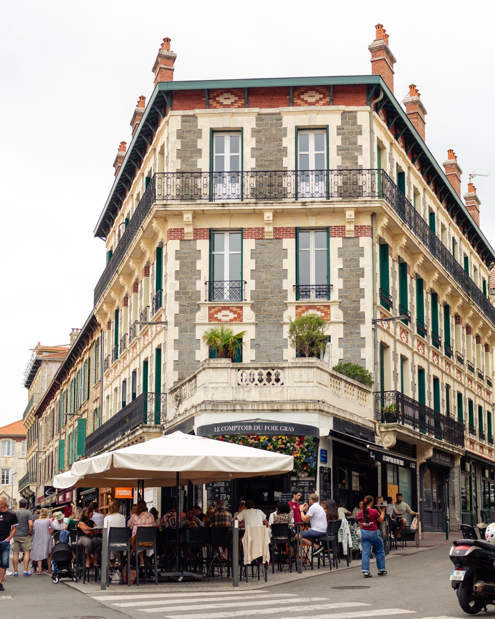 Corner café on a town square