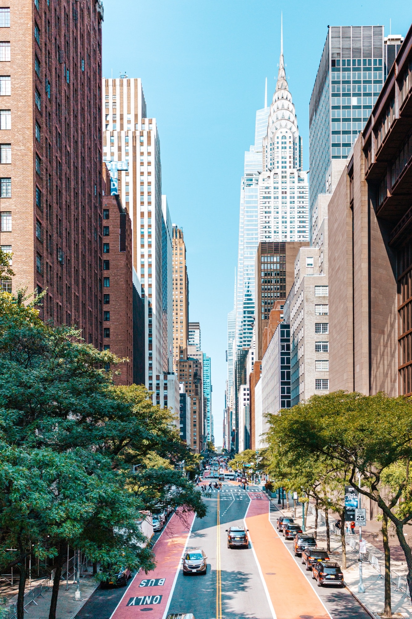Avenue in Midtown with the Chrysler Building at the end